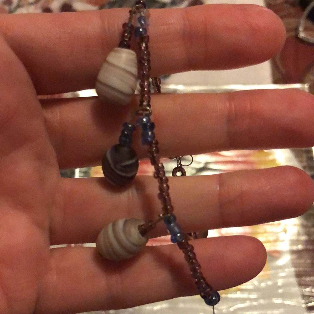 Blue and purple beaded bracelet.